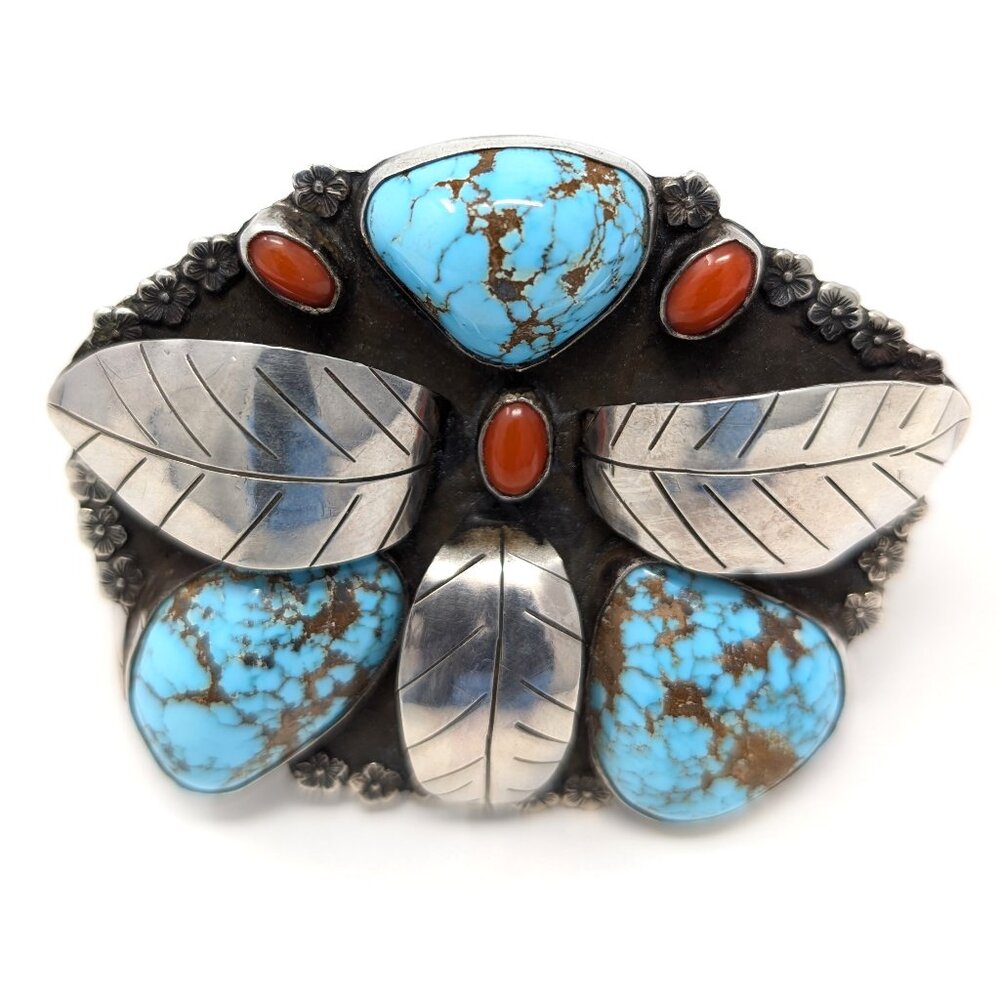 Sterling Silver Turquoise Coral Cuff Bracelet Jenice Jennette the Silversmith